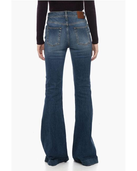 Alexander McQueen Blue Flared Denims With Delavè Effect