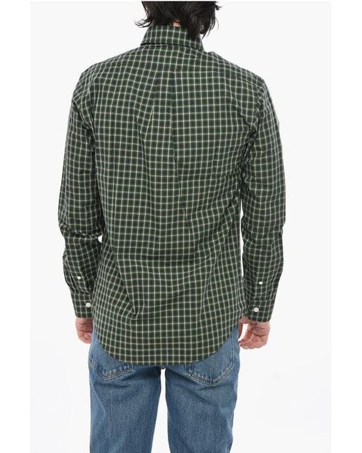Givenchy Green Button-Down Cotton Shirt With Plaid Check Pattern for men