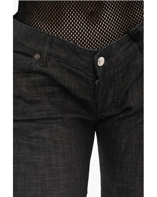 DSquared² Black Dark Wash Jennifer Cropped Jeans With Golden Logo