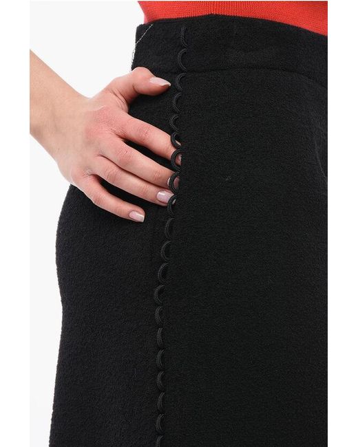 Dior Black Wool Blend Pencil Skirt With Side Decorations