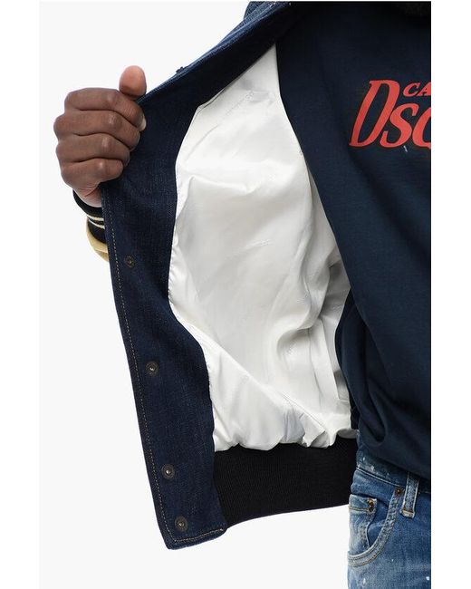 DSquared² Blue Denim Bomber Jacket With Eco for men
