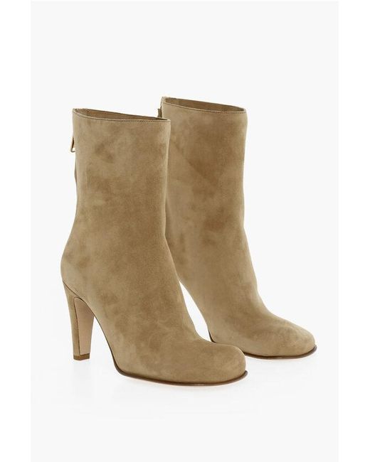 Bottega Veneta Natural Suede Ankle Boots With Square Toe 9Cm