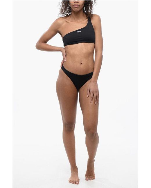 Off-White c/o Virgil Abloh Black One Shoulder Bikini Set With Embrodery