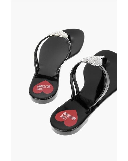 Moschino White Love Rubber Flip-Flop Sandals With Heart Detail