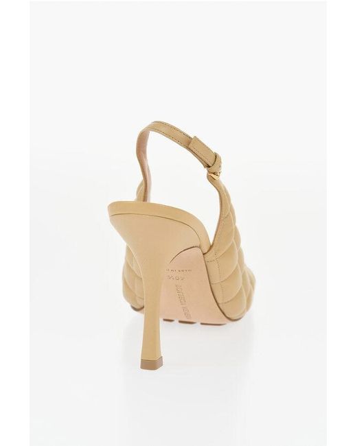 Bottega Veneta Metallic Quilted Leather Slinback Sandals With Square Toe 11Cm