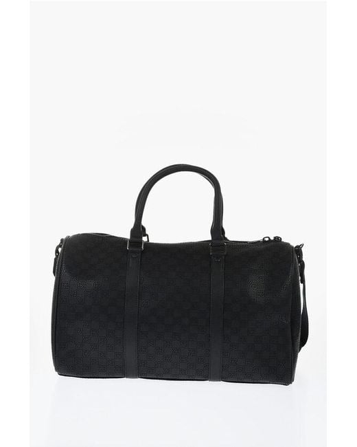 Nike Black Air Jordan Faux Leather Duffle Bag With All-Over Monogram for men