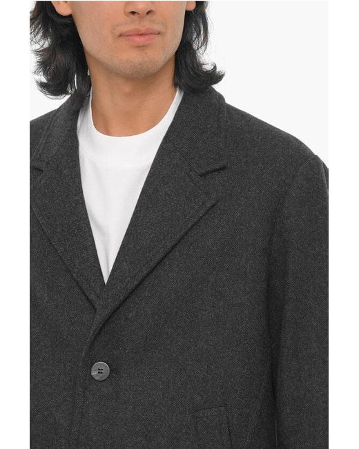Neil Barrett Gray Wool Blend Slim Fit Single Breasted Coat for men