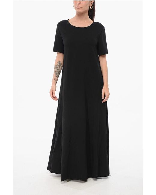 The Row Black Short-Sleeved Hannah Wide Dress
