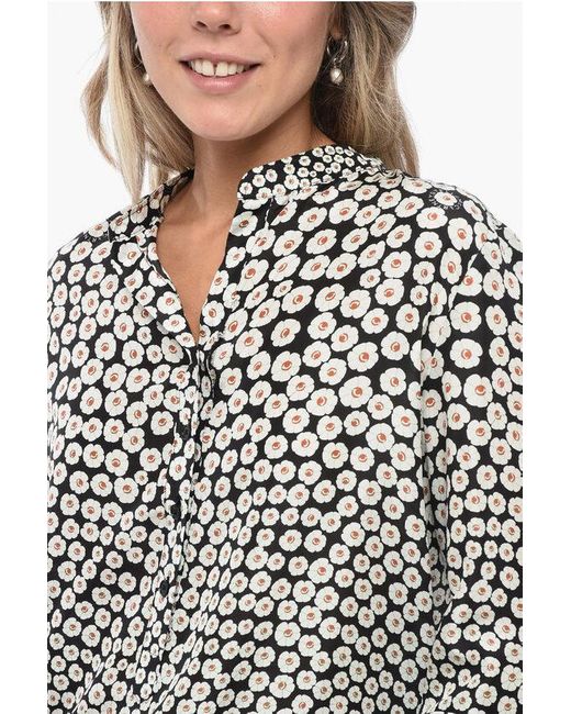 Stella McCartney Gray Silk Blouse With Floral Pattern