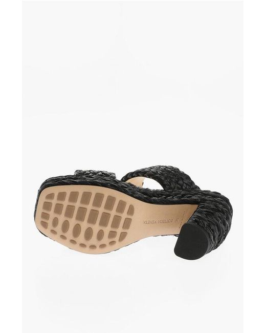 Bottega Veneta Black Braided Raffia Sandals 12 Cm