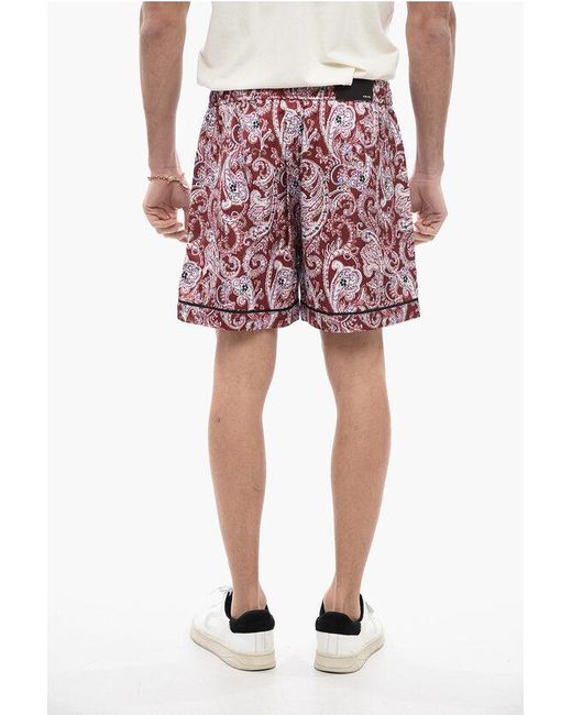 Amiri Red Paisley-Motif Shorts With 2-Pockets for men