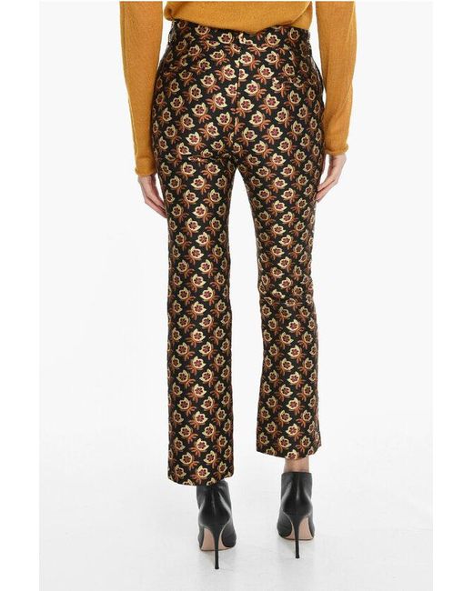 LaDoubleJ Multicolor Carrot Fit Jacquard Bella Pants With Floral Pattern