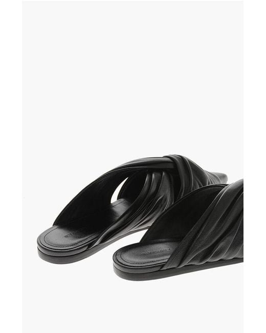 Givenchy Black Flat Leather Mules Twist With Leather Sole