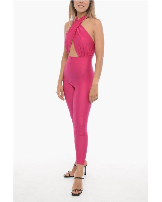 ANDAMANE Pink Bodycon Jumpsuit With Open Back