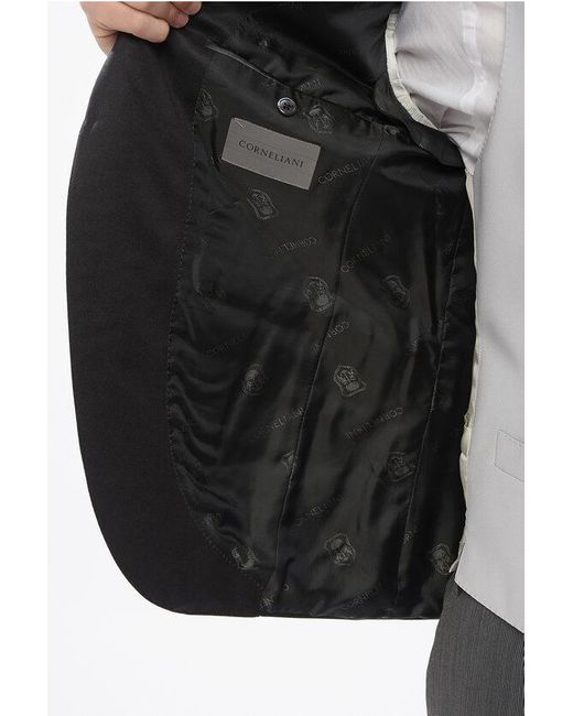 Corneliani Black 3 Pieces Academy Suit With Striped Pants for men