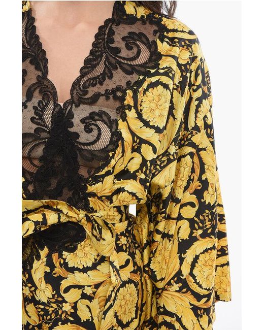 Versace Yellow Silk Barocco Robe