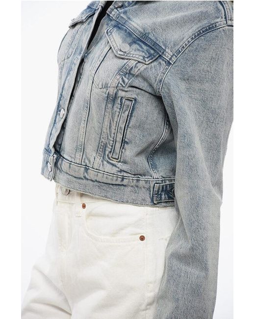 AllSaints Blue Allsaints Cropped Denim Juno Jacket With Double Breast Pockets