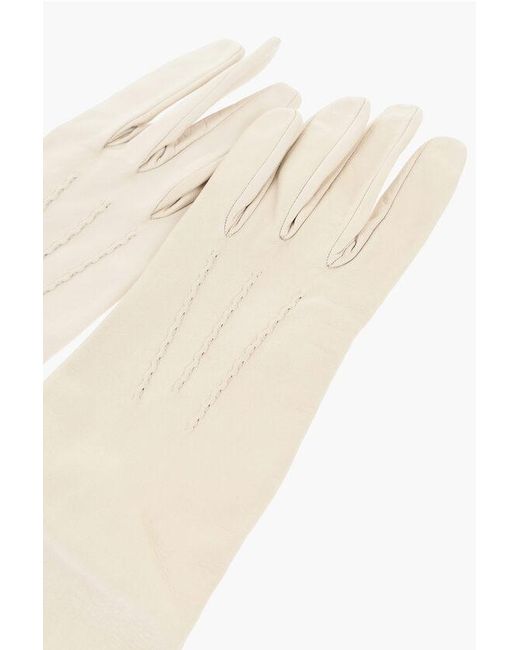 DSquared² White Solid Color Leather Opera Gloves