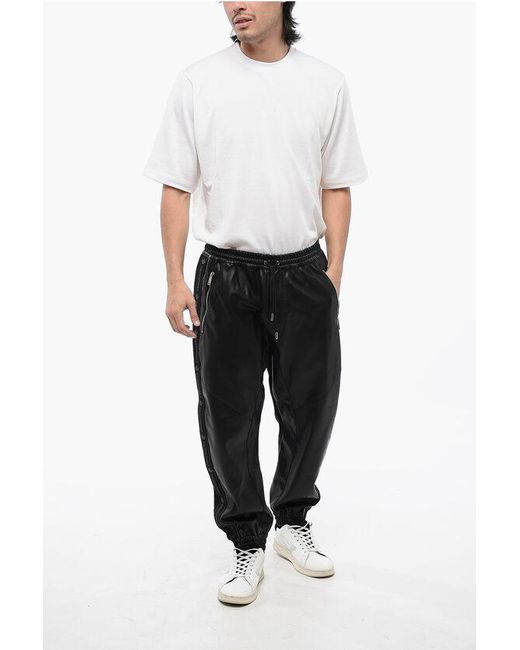 DSquared² Black Eco-Leather And Jersey Hybrid Swag Track Pants for men