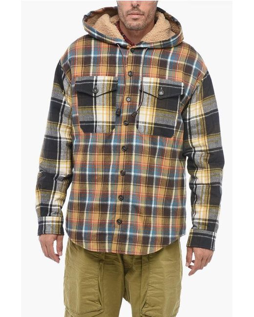 DSquared² Gray Icon Padded Overshirt With Shearling Lining for men