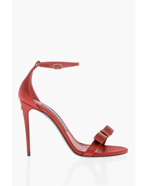 Dolce & Gabbana Red Satin Sandals With Bow Detail Heel 10 Cm