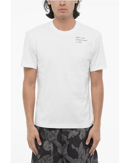 Neil Barrett White Slim Fit Human With Extraordinary Vision Crew-Neck T-Shirt for men