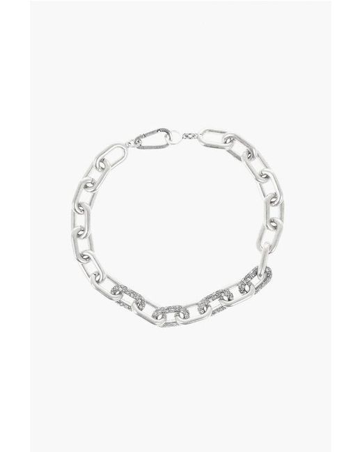 AllSaints White Allsaints Chain Necklace With Rhinestone Details