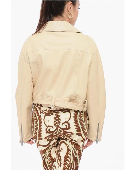 S.w.o.r.d 6.6.44 Natural Cropped Biker Leather Jacket