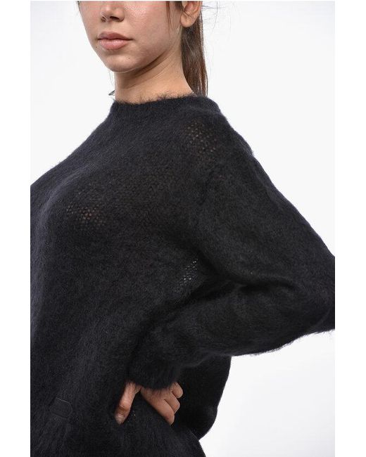 DSquared² Black Solid Color Mohair Crew-Neck Sweater