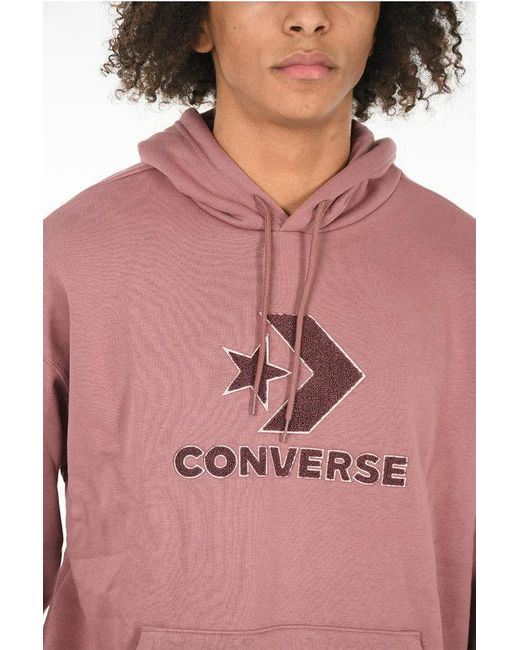 Converse Pink Loose Fit Embossed Logo Go-To Hoodie for men