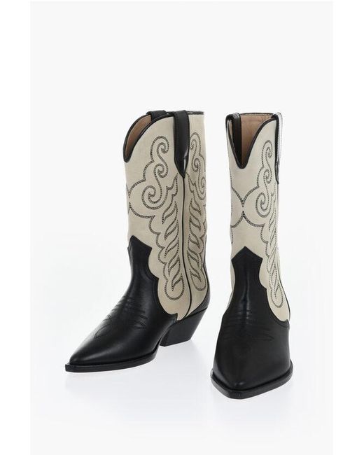 Isabel Marant Black Two-Tone Suede And Leather Duerto Western Boots