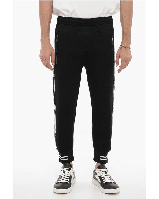 Neil Barrett Black Neoprene Skinny Fit Biker Joggers With Contrasting Side Band for men