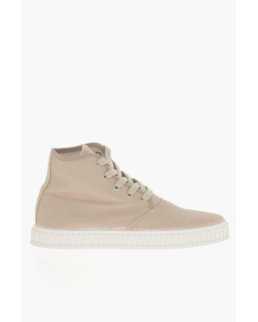 Maison Margiela Natural Mm22 Canvas High-Top Sneakers With Rubber Sole for men