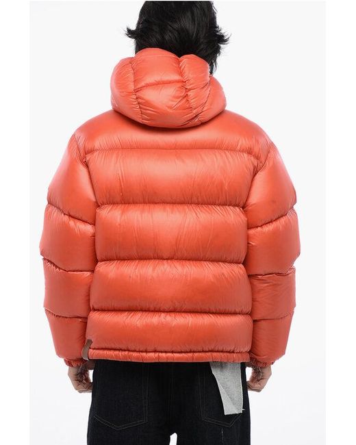 Jil Sander Orange Hooded Quilted Down Jacket for men