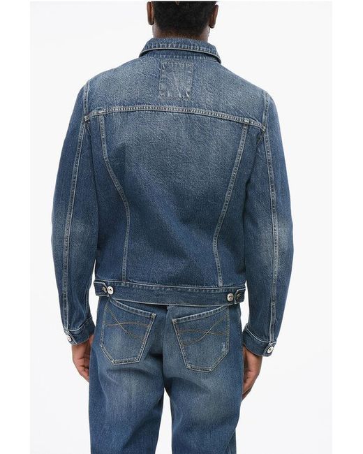 Brunello Cucinelli Blue Dark-Wash Denim Saharan Jacket for men