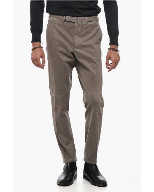 Santaniello Gray Cotton Stretch Evoluto Chinos Pants for men