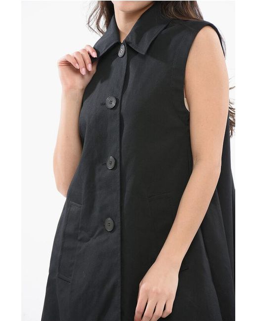 Marni Black Wide Midi Vest With Shirt Collar
