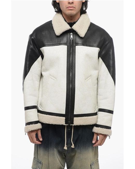 Neil Barrett Slim Curly Cracked Sheepskin Jacket in Grey for Men Lyst UK