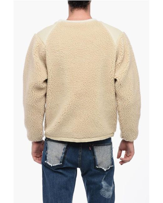 Woolrich Blue Terra Pile Fleece Pullover for men