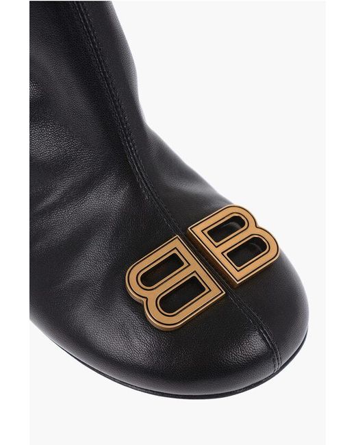 Balenciaga Black Leather Groupie Booties With Logo Statement