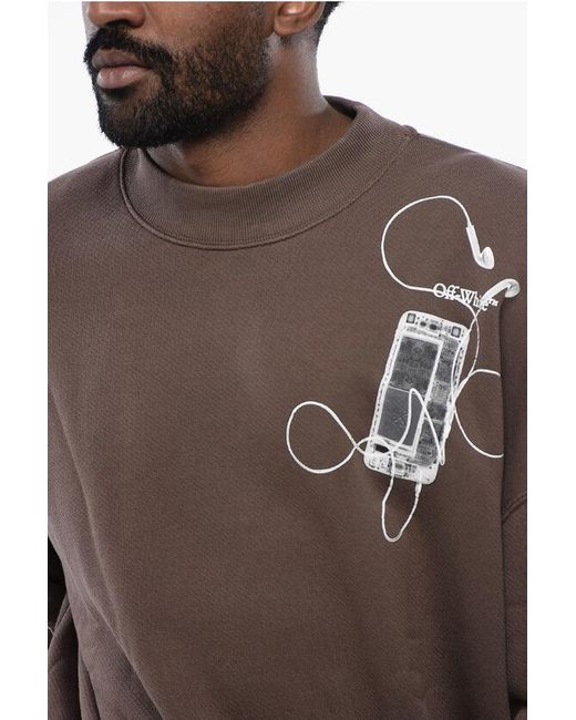 Off-White c/o Virgil Abloh Brown Oversized Crew-Neck Sweatshirt With Print On The Back for men