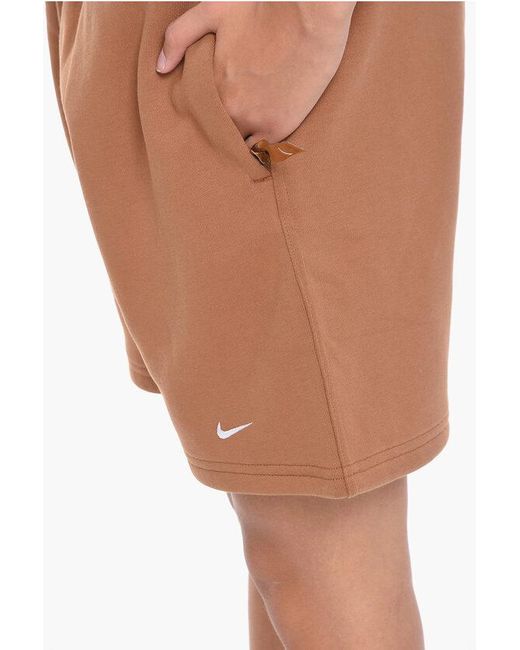 Nike Black Solid Color Fleeced Cotton Shorts With 2 Pockets