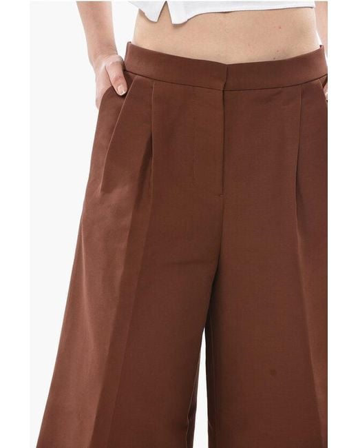 Marni Brown Cotton Gaucho Trousers With Welt Pockets