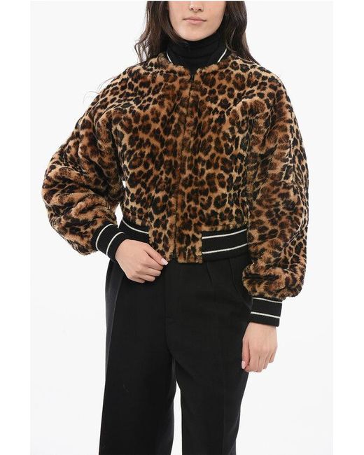 Dior Black Animal Patterned Shearling Bomber Jacket