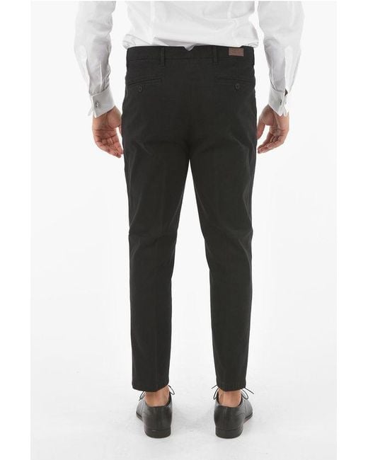 Corneliani Black Cc Collection Stretchy Cotton Chino Pants With Single Pleat for men