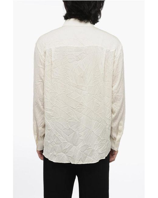 Dolce & Gabbana White Long Sleeved Silk Shirt for men