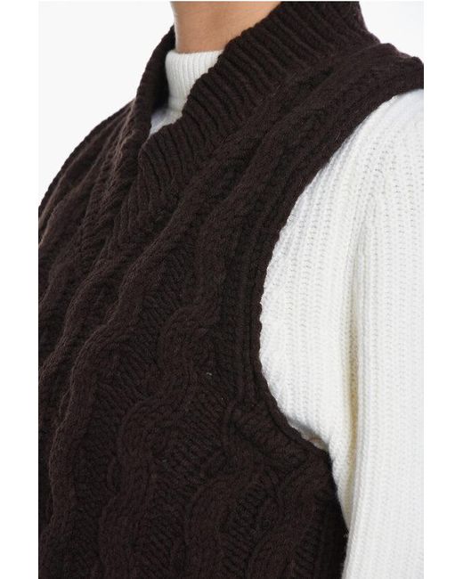 Samsøe & Samsøe Black Cable Knit Sleeveless Huske V-Neck Sweater Sleeveless