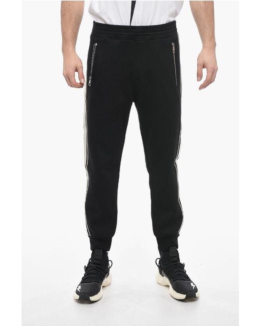 Neil Barrett Black Low-Rise Skinny Fit Sweatpants With Side Contrasting Bands for men