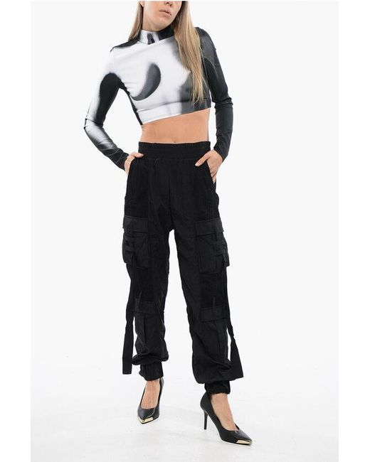 Balmain Black Cargo Pants With Mesh Details