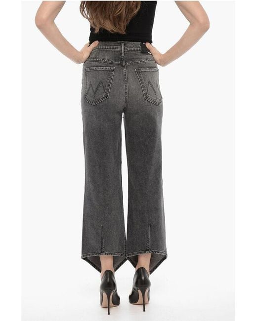 Mother Black Dark-Wash Jeans The Dagger Flood A With Asymmetric 25Cm Ankl